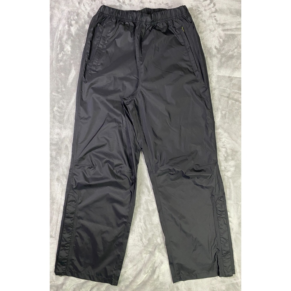 Rugged Exposure Waterproof Rain Pants Men's LG Black Nylon Hiking Outdoor Casual